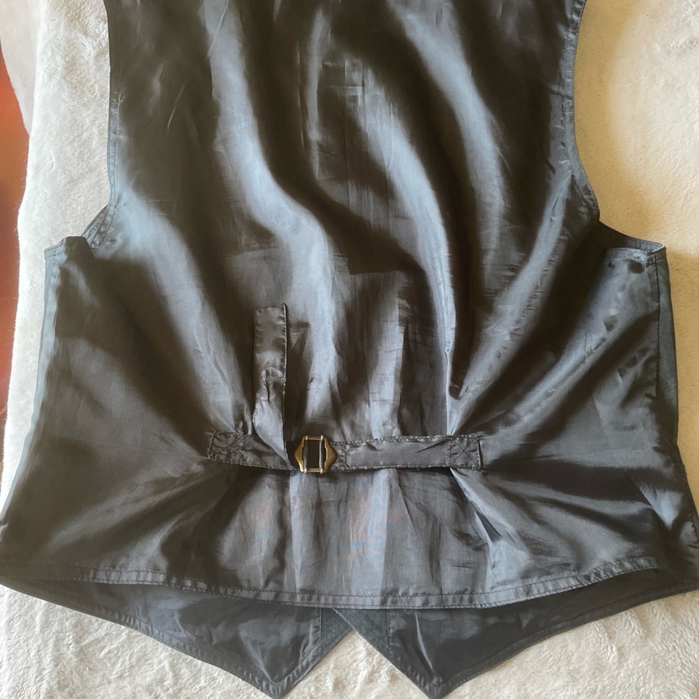 Black Suede Button-Up Vest By Basic Editions Size… - image 5